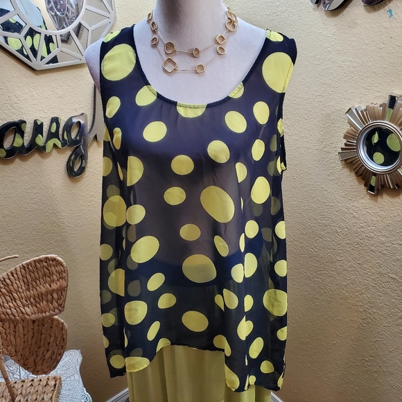 Daniel Rainn Polka Dot Shark Bite Hem Tank sz XL NwoT - Picture 3 of 8